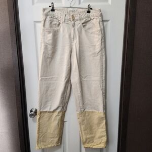 Olderbrother Unisex Khaki Waxed Panel Organic Japanese Cotton Jeans. Sz M